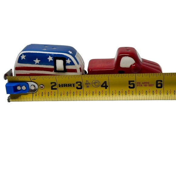 Red Truck Patriotic Summer July 4 Salt Pepper Shaker Set Camper Trailer NEW Blue - Picture 5 of 8